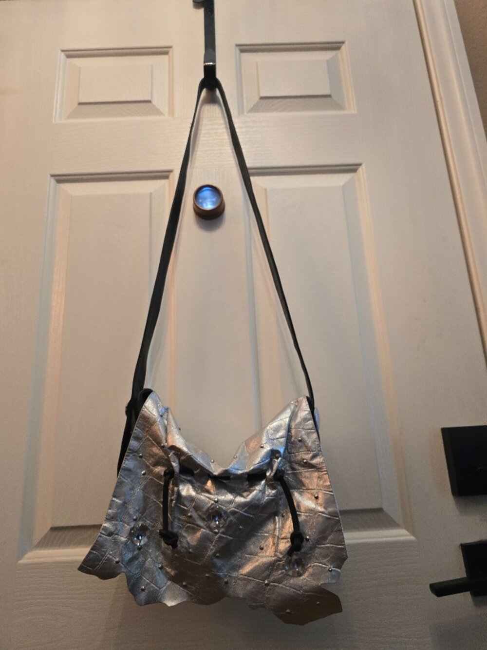 Carlos Falchi black and silver leather bag